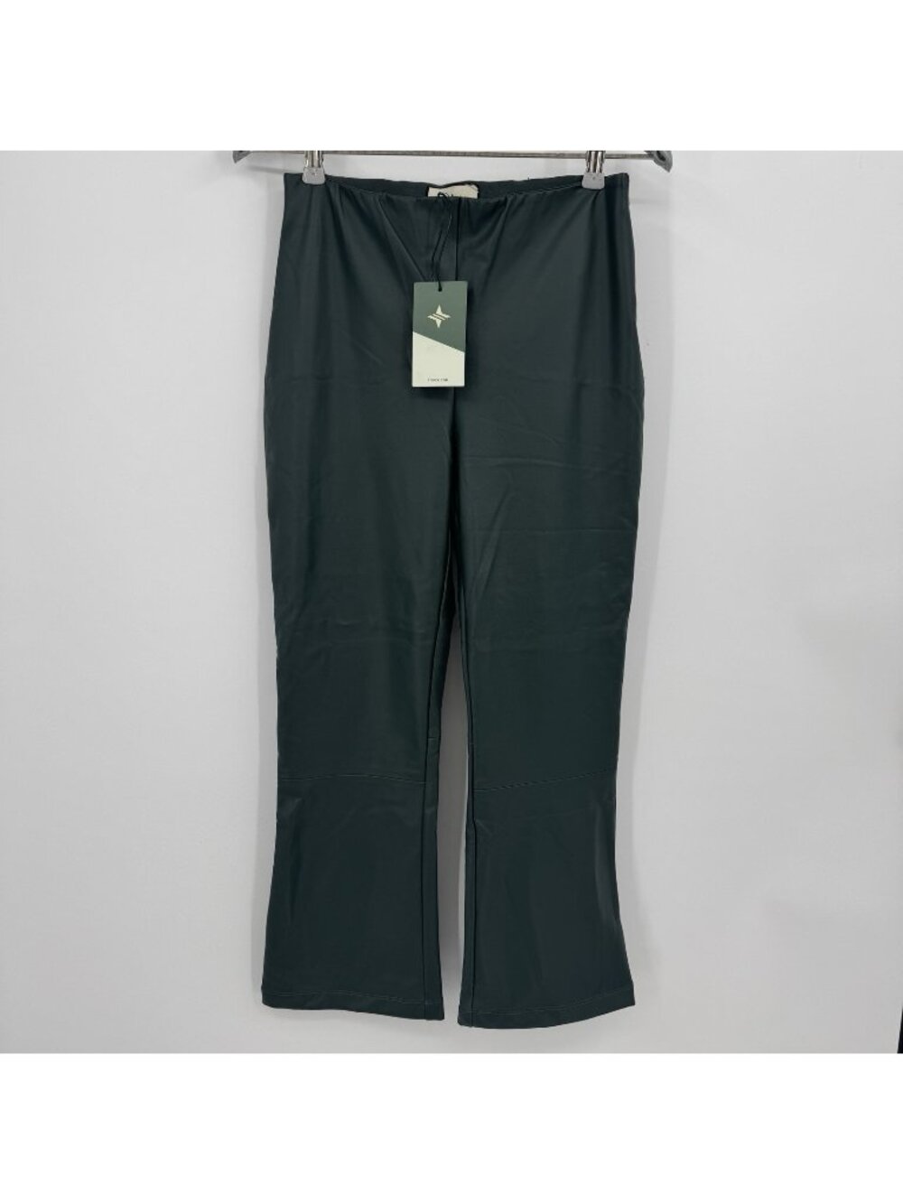 Tuckernuck Faux Leather Ashford Pants sz M Olive Green Ankle Elastic Waist NWT